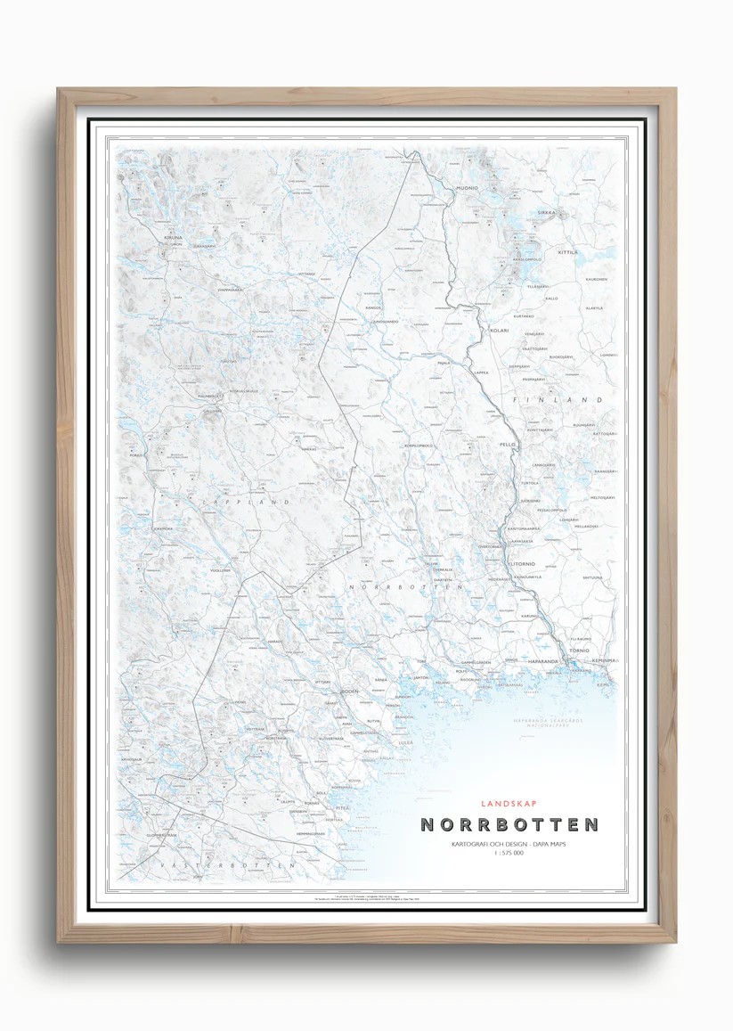 Landskapskarta Norrbotten 50x70cm Dapa Maps