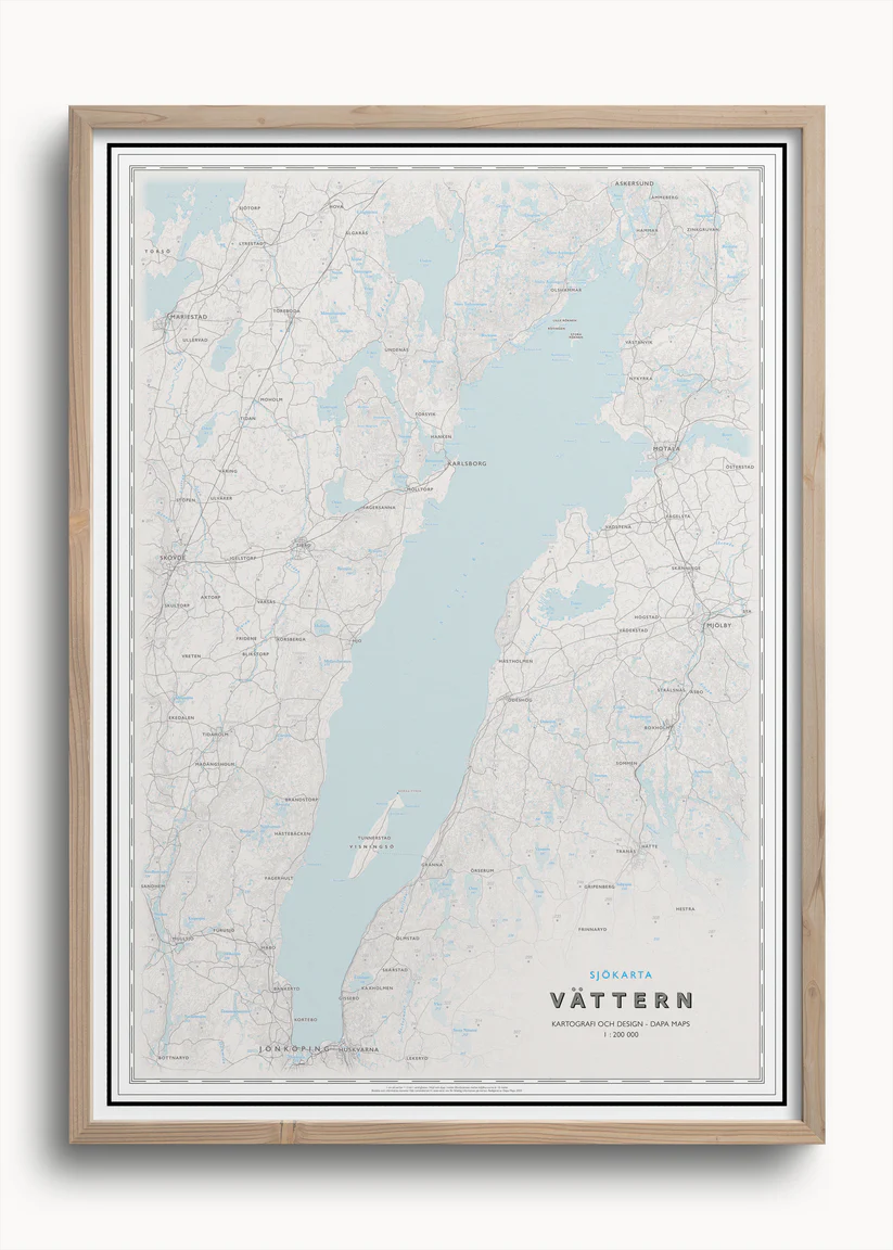 Sjökarta Vättern 50x70cm Dapa Maps