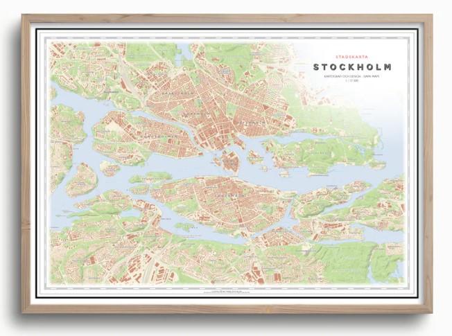 Stadskarta Stockholm 70x50cm Dapa Maps