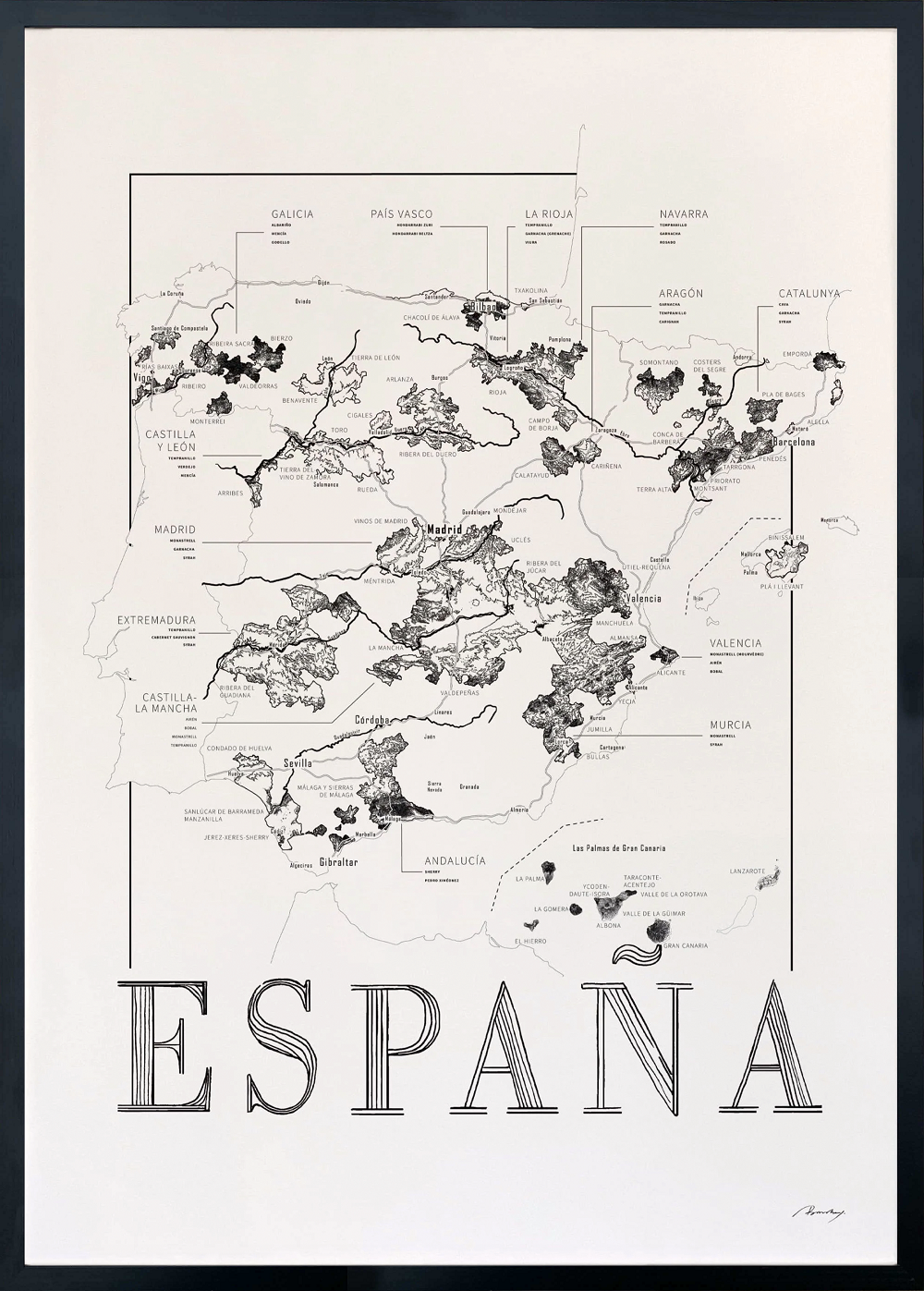 Vinkarta Espana 50x70cm