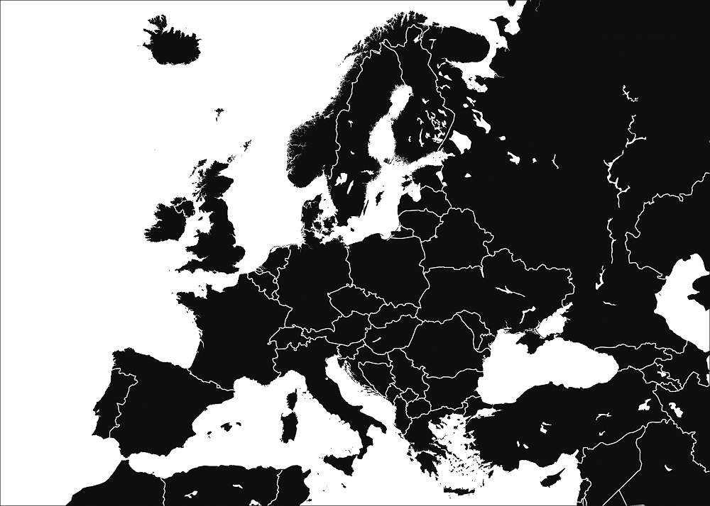 Europa svartvit poster 70x50cm