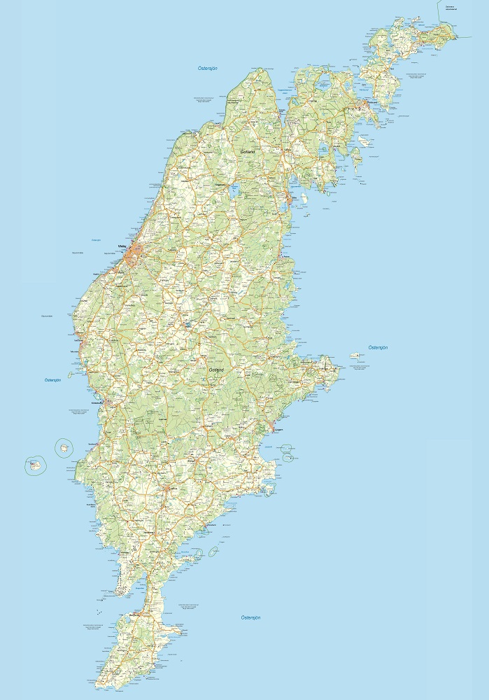 Gotland väggkarta 70x100cm