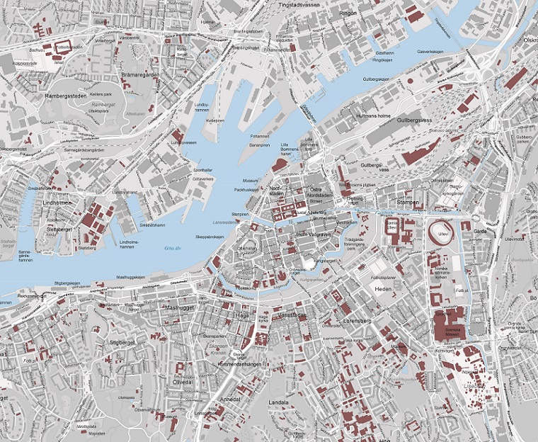 Göteborg Grå-Blå Norstedts 69x57cm