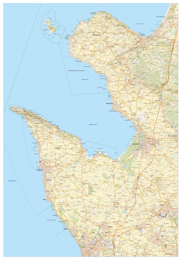 Kullen - Bjärehalvön väggkarta 70x100cm