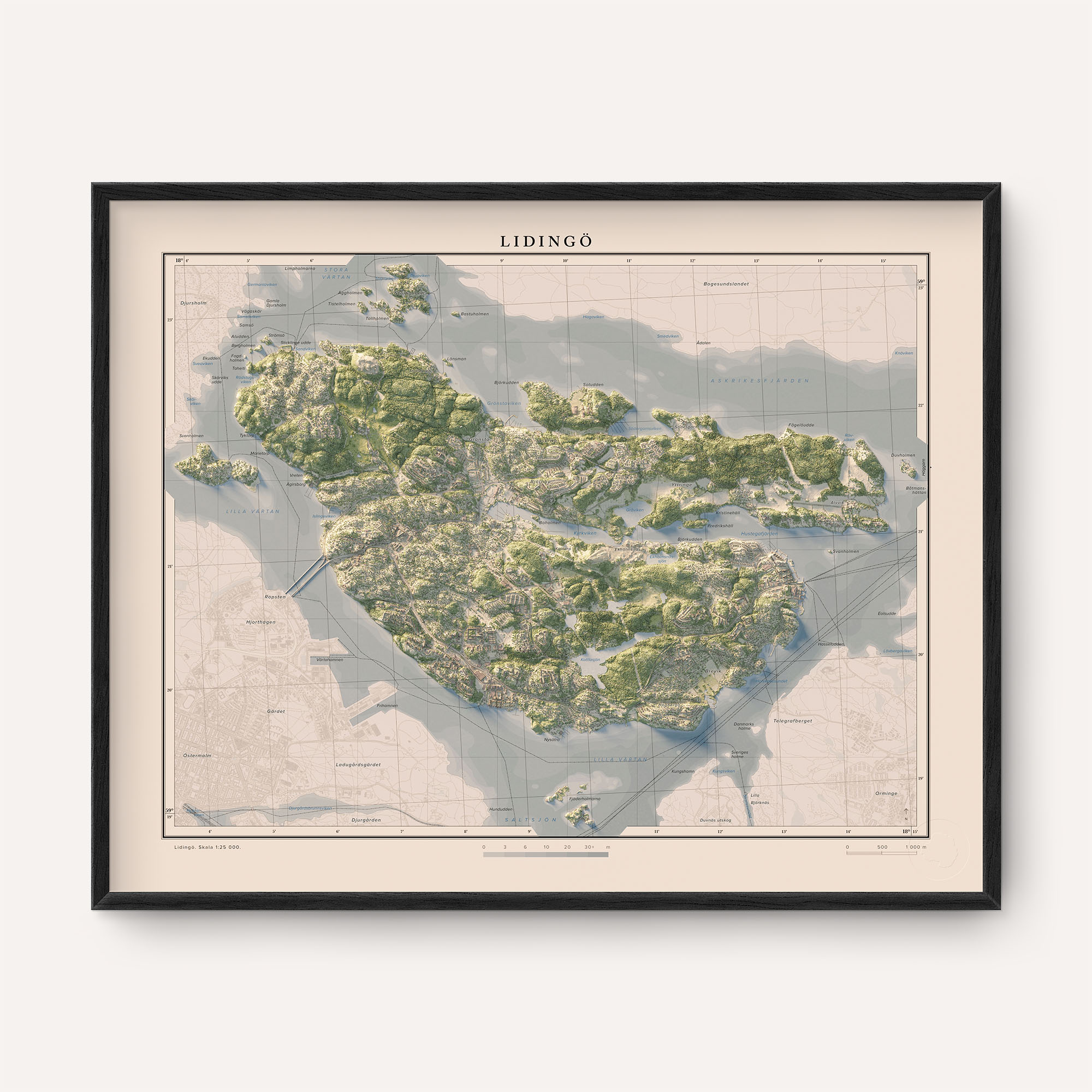 Lidingö 50x40cm Mapbits, version 2