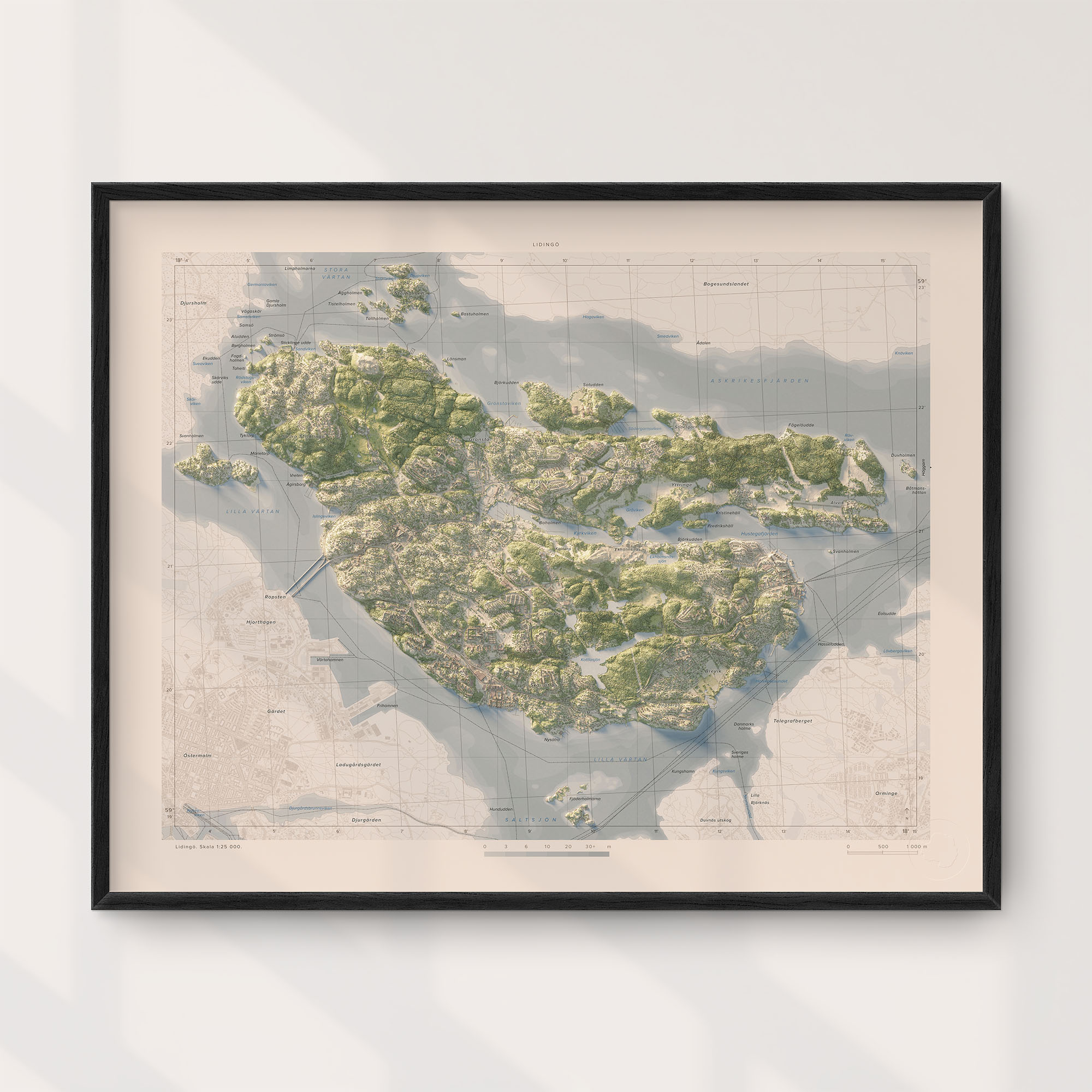 Lidingö 50x40cm Mapbits, version 1