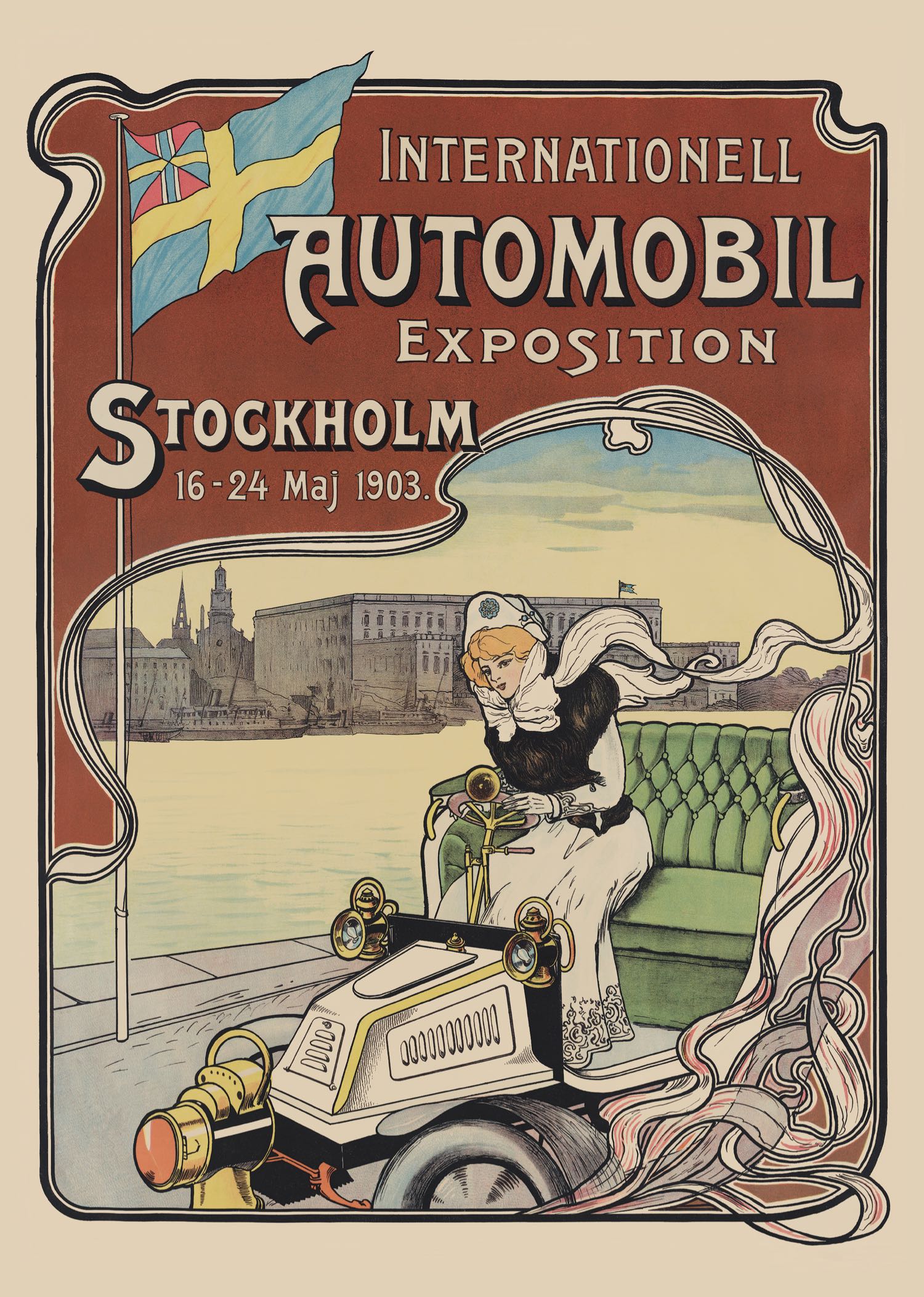 Automobil Stockholm plansch 50x70