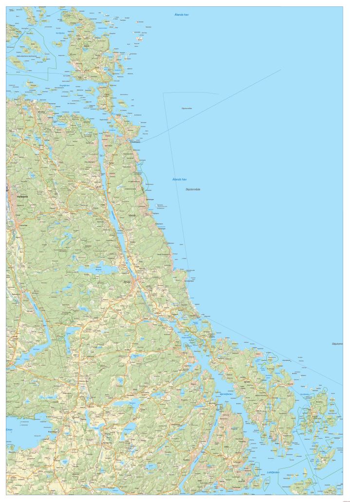 Singö - Vätö väggkarta 70x100cm