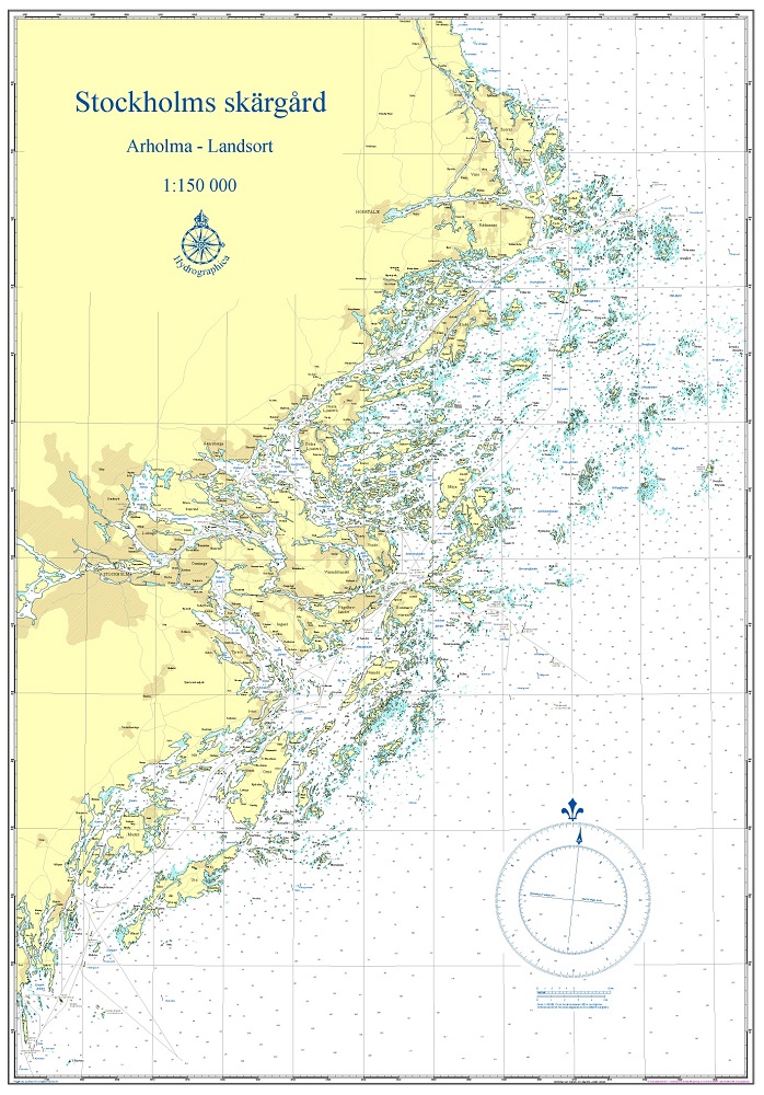 Skärgårdskort Arholma-Landsort Hydrographica 70x100cm med ram