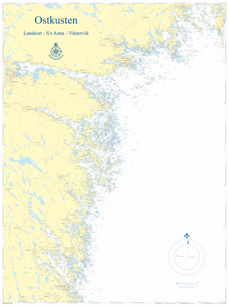Ostkusten Landsort-Västervik Väggkarta 90x120cm