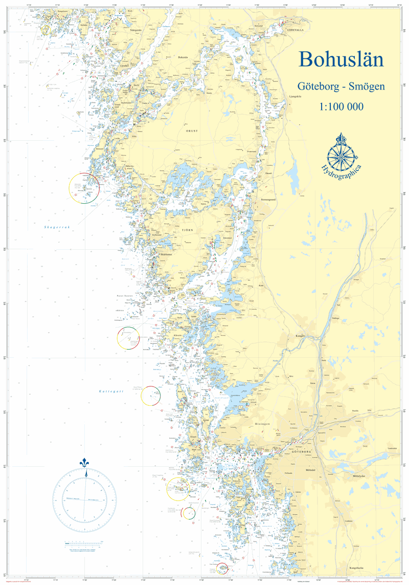 Göteborg-Smögen Väggkarta  Hydrographica 70x100cm
