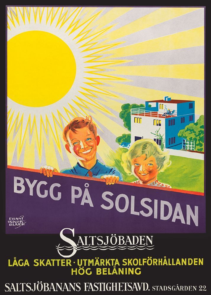 Bygg på Solsidan Saltsjöbaden, affisch 21x30cm