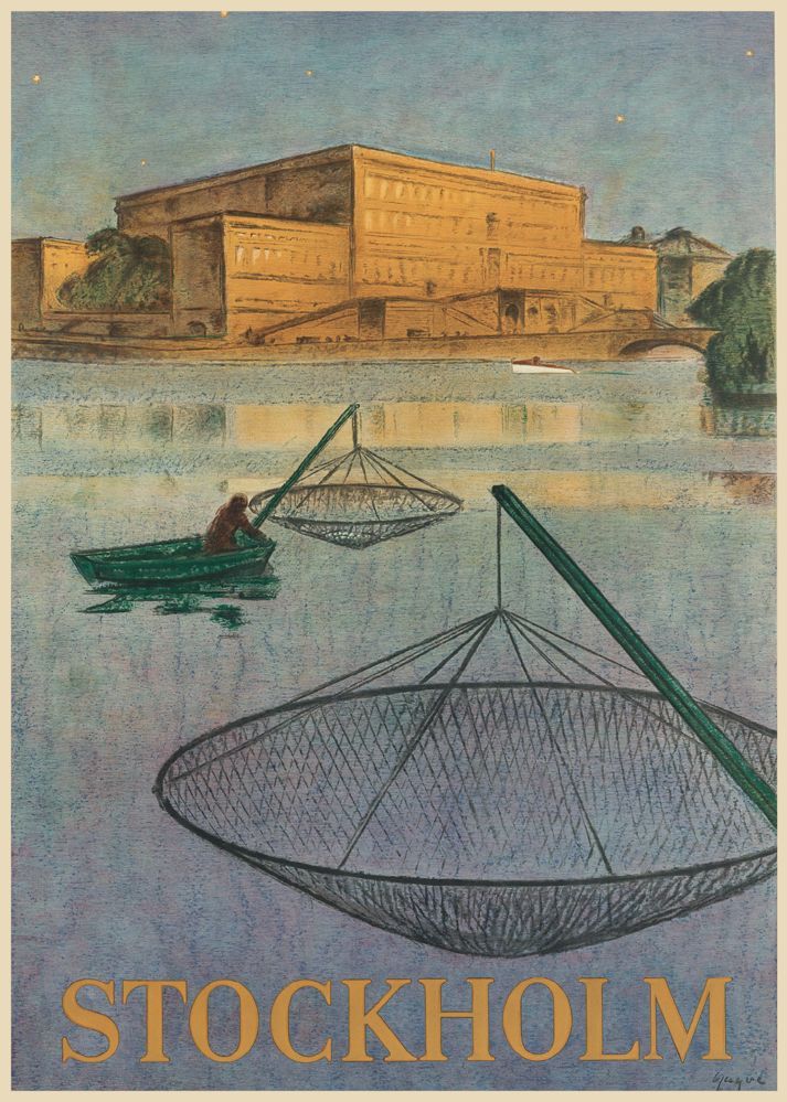 Fiskare i Stockholms ström 1928, affisch 21x30cm
