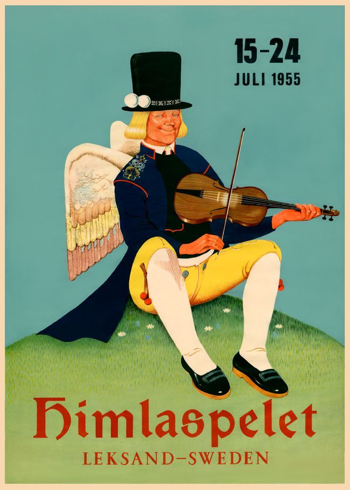 Himlaspelet Leksand 1955, affisch 21x30cm