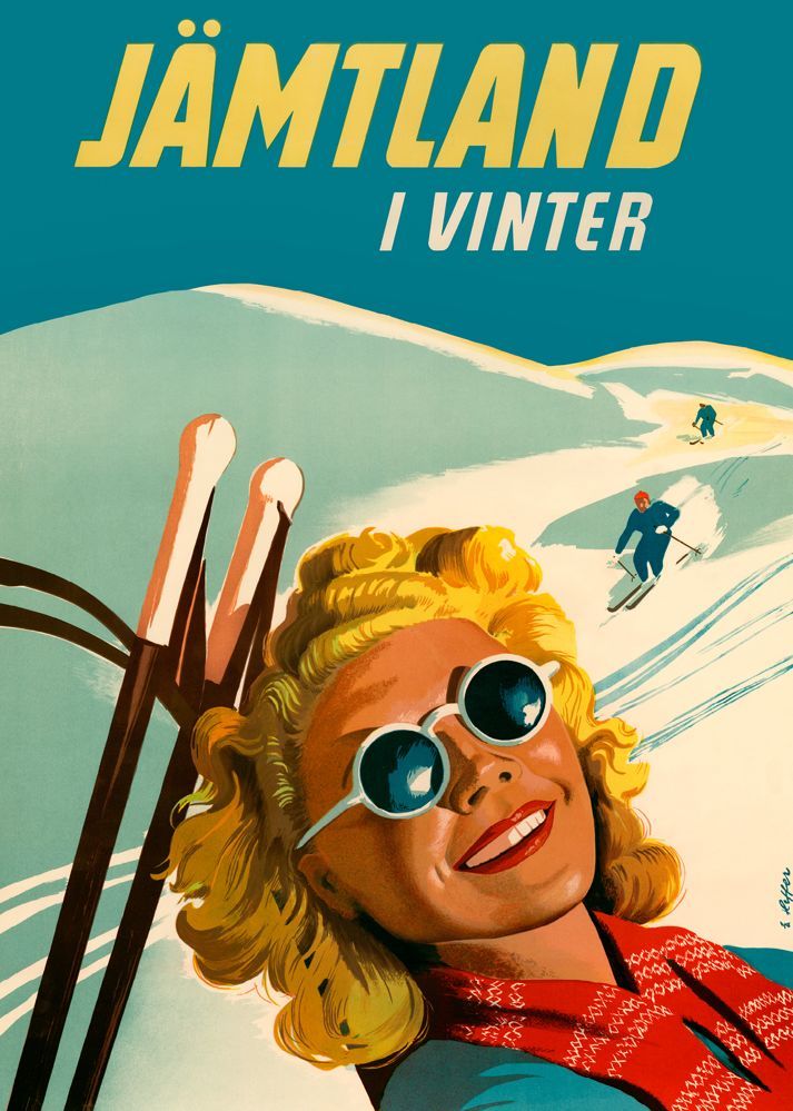 Vykort Jämtland i Vinter 1954