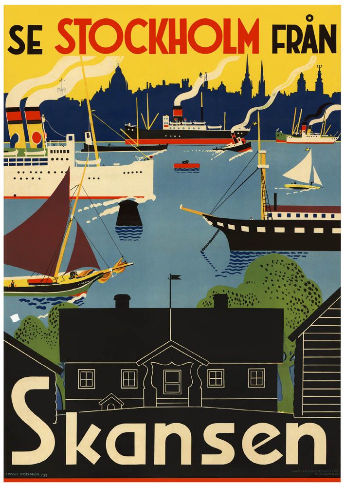 Se Stockholm från Skansen 1932, affisch 21x30cm
