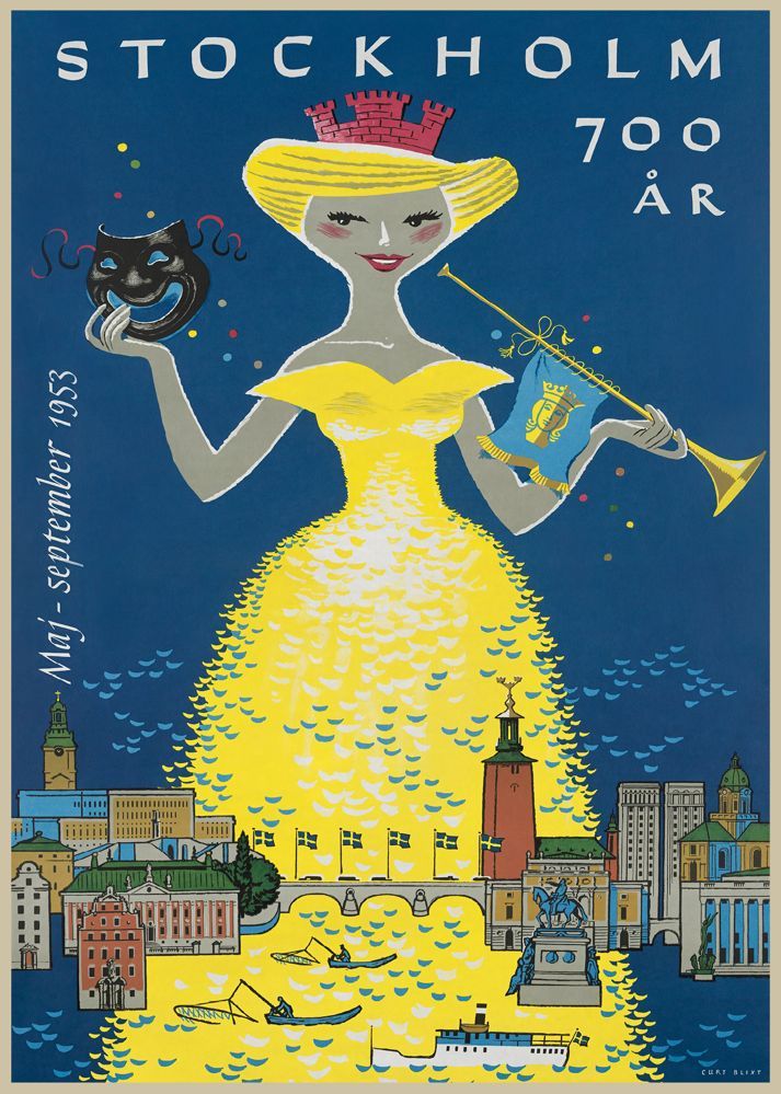 Stockholm 700 år 1953, affisch 21x30cm