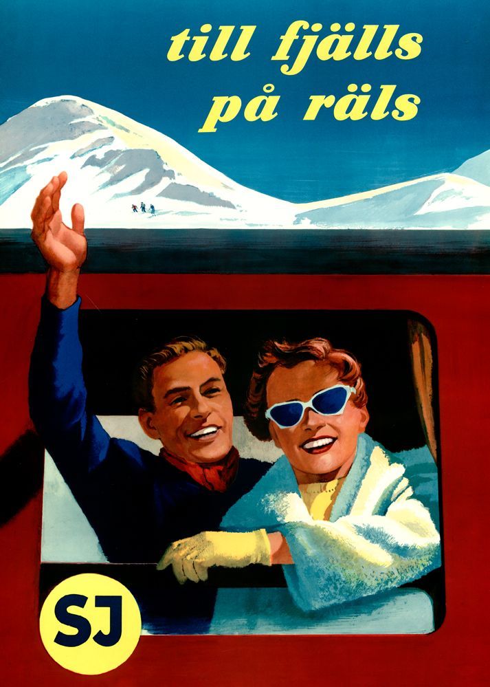 Vykort Till fjälls med SJ 1953