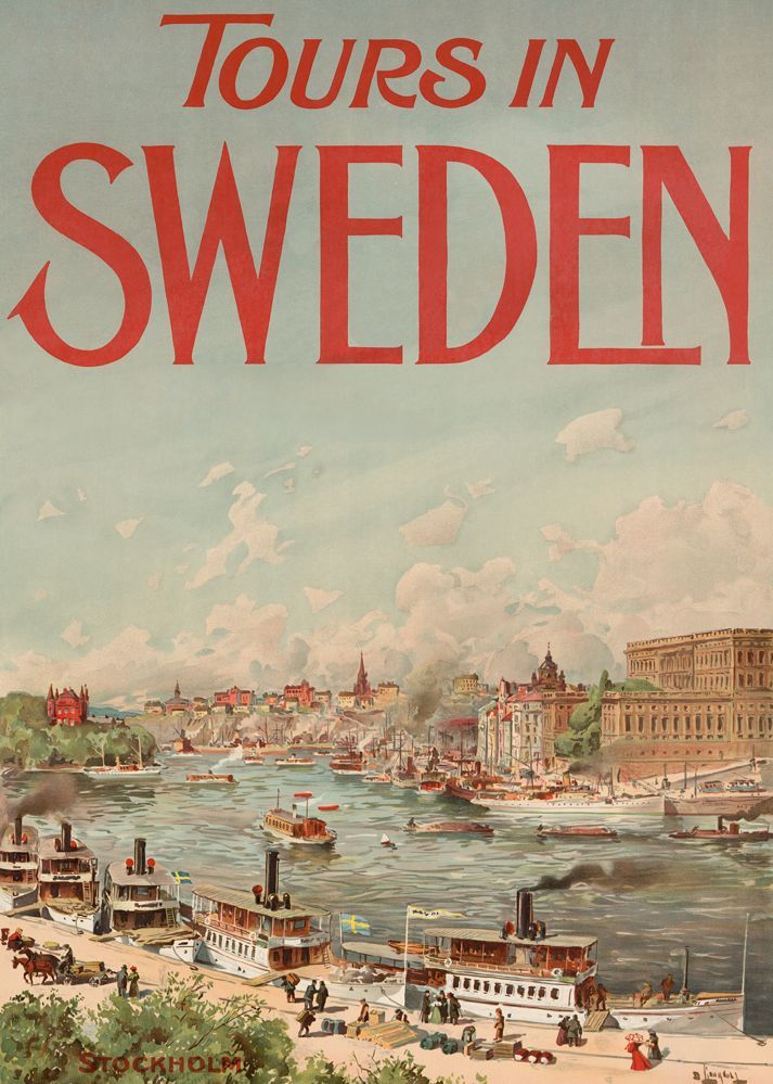 Tours in Sweden Stockholm 1920, affisch 21x30cm