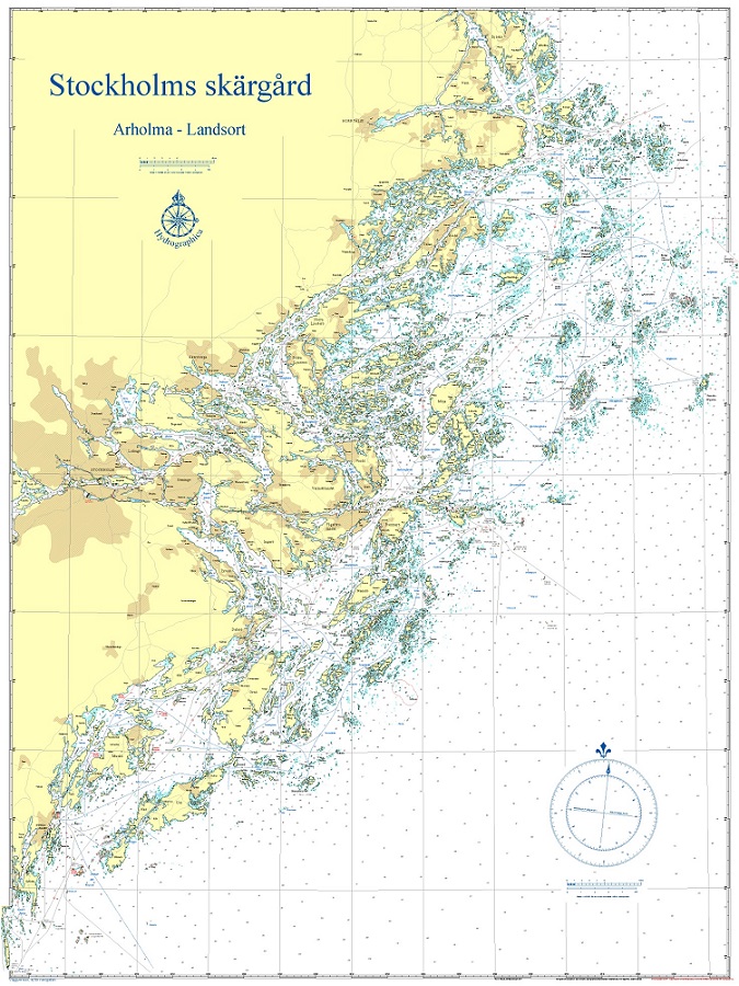 Skärgårdskort Arholma-Landsort Hydrographica 90x120cm med ram