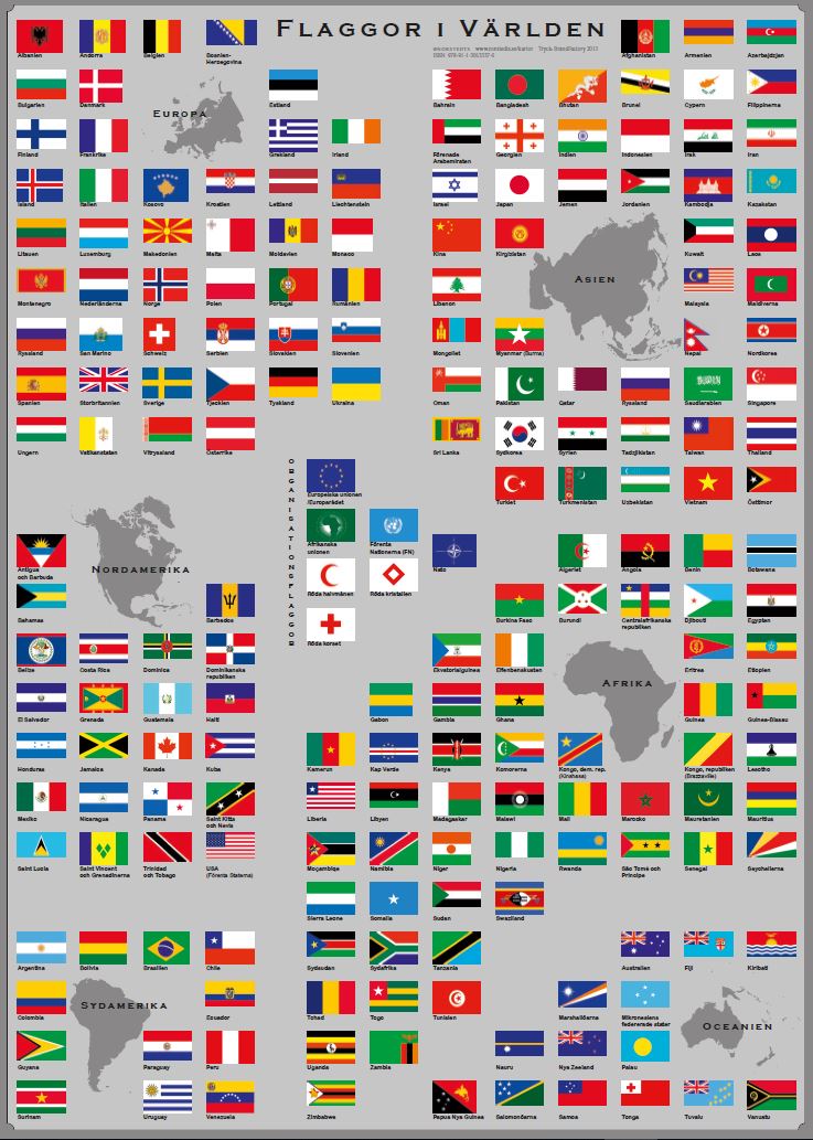 Flaggor Världen plansch