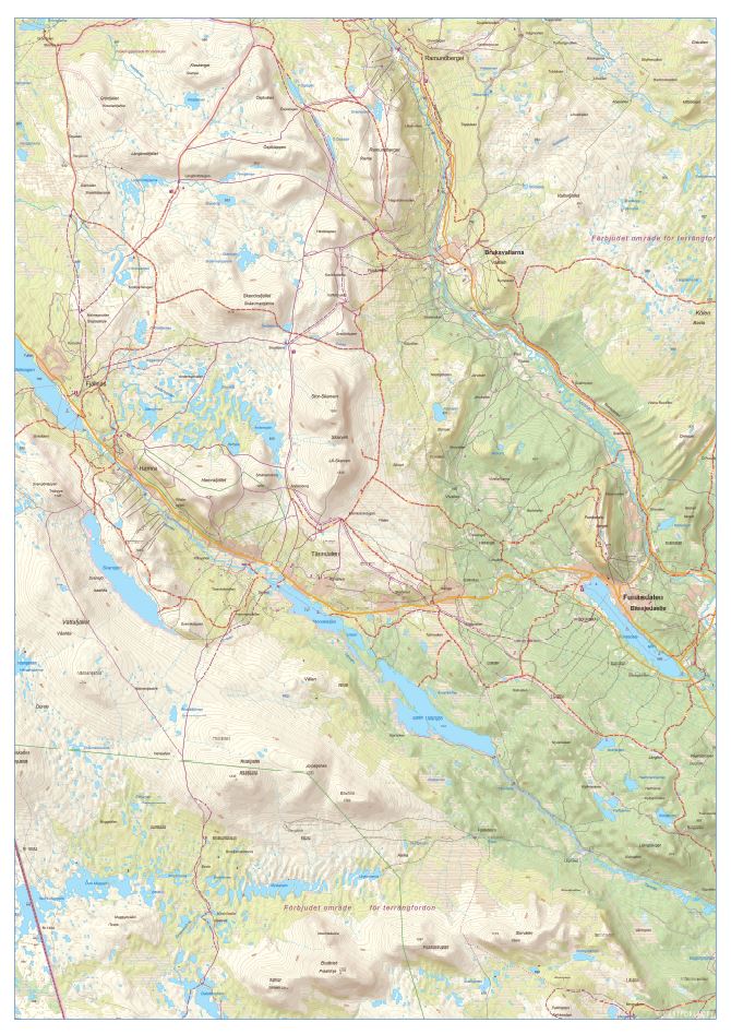 Funäsfjällen väggkarta 50x70cm