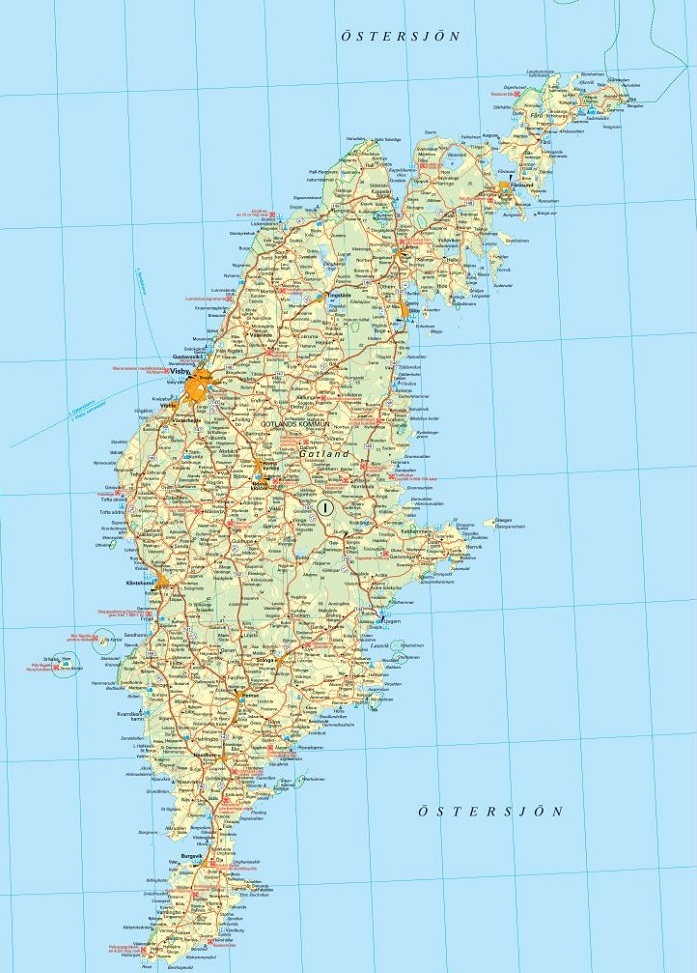Gotland väggkarta Norstedts 70x100cm