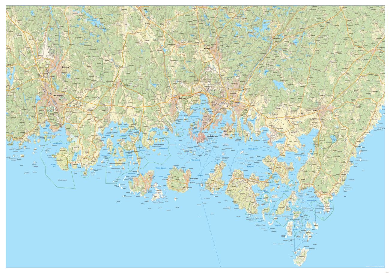 Karlskrona Skärgård väggkarta 100x70cm