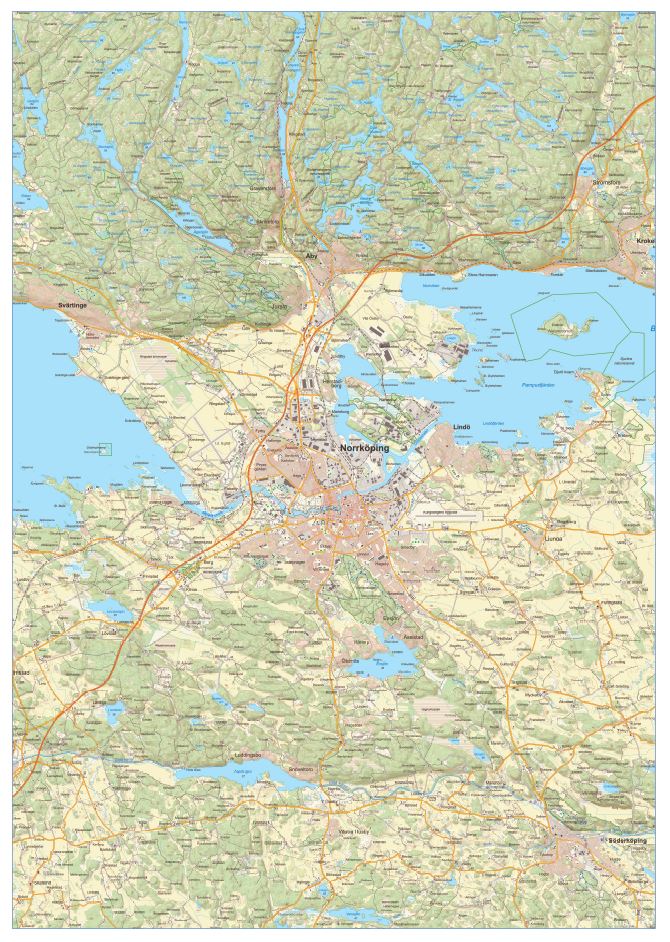 Norrköping väggkarta 50x70cm