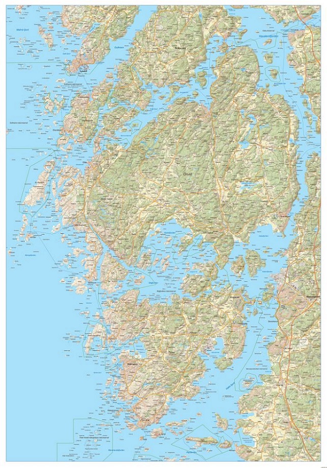 Orust och Tjörn väggkarta 70x100cm