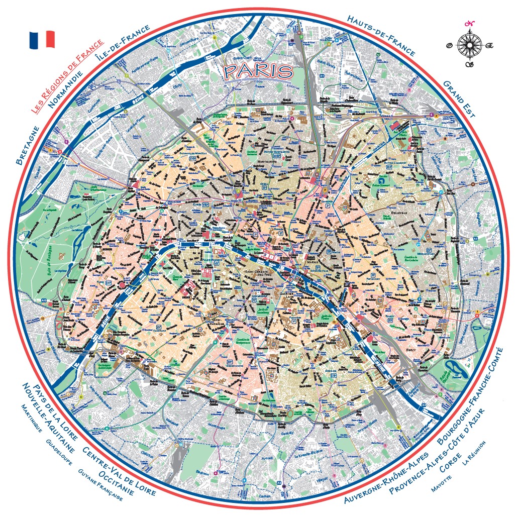 Paris kartposter 70x70cm
