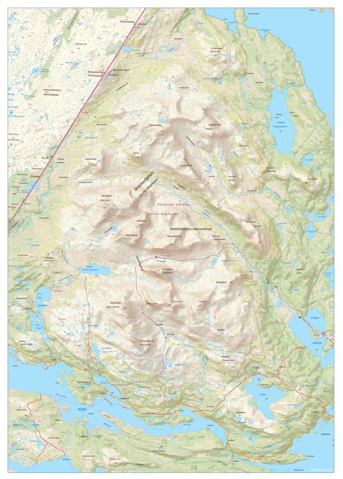 Skäckerfjällen väggkarta 50x70cm