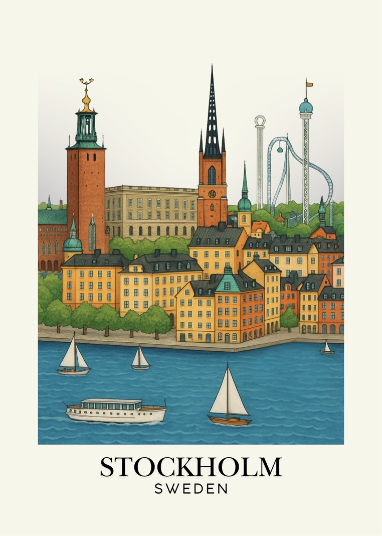 Stockholm Sweden poster by Mathilda Bergstrand 50x70