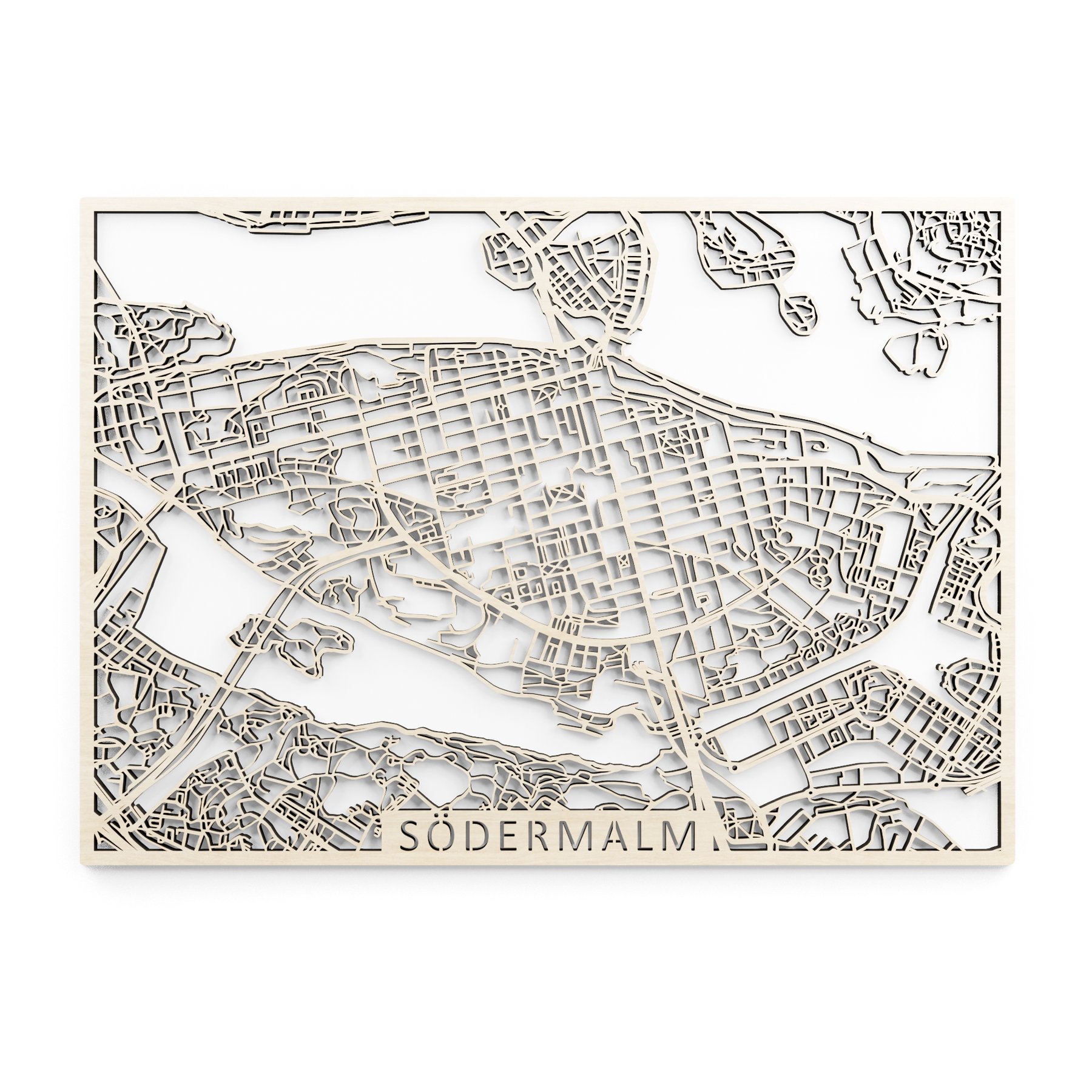 Södermalm Träkarta 56x40cm Papurino